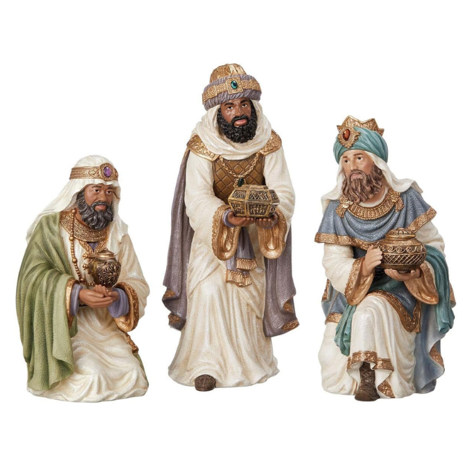 Conjunto de 13 peças de Presépio de Natal Pintado à Mão - Família Sagrada