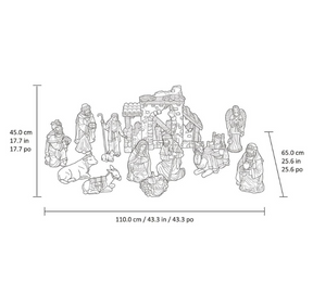 Conjunto de 13 peças de Presépio de Natal Pintado à Mão - Família Sagrada