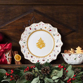 Aparelho de Jantar Natalino Dourado - 6 Peças