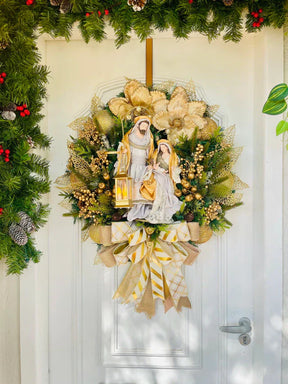 Guirlanda De Natal Sagrada Família C/ Led 65cm